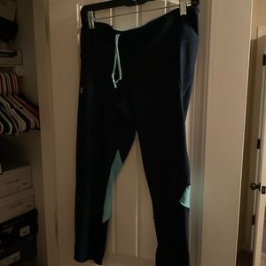 Under Armour Navy Blue / Teal Athletic Leggings Women Size L